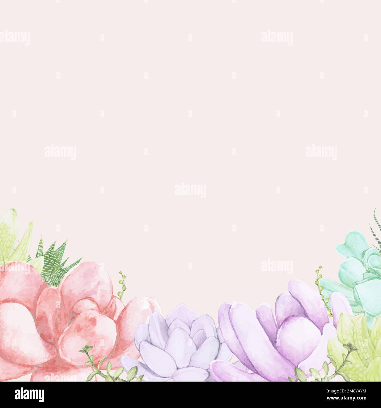 Hand drawn succulent themed background vector Stock Vector
