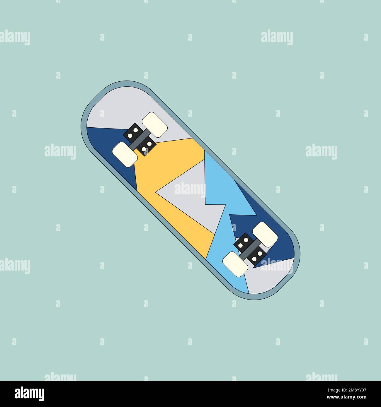 Skateboard element on mint green background vector Stock Vector
