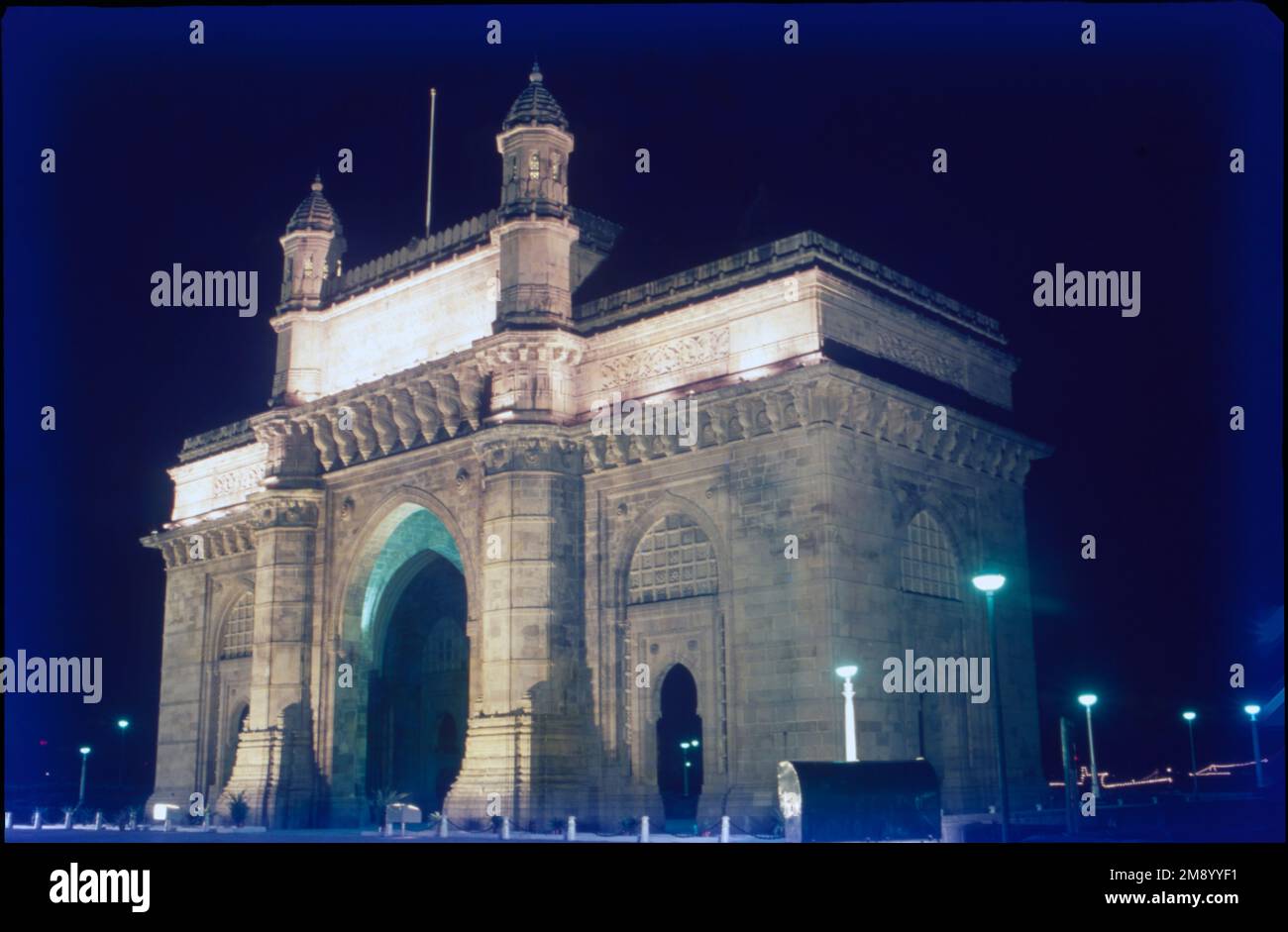 The Gateway of India is an arch-monument built in the early 20th century in the city of Mumbai, India. It was erected to commemorate the landing of King-Emperor George V, the first British monarch to visit India, in December 1911 at Strand Road near Wellington Fountain. Stock Photo