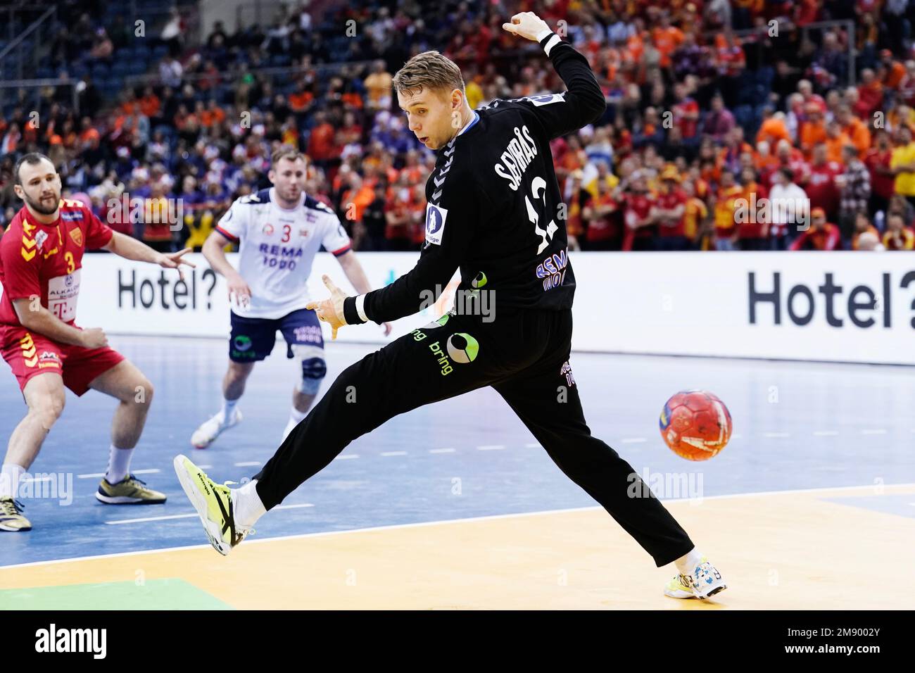 Krakow, Poland 20230113.Norway's Kristian Saeveraas in the men's handball match between Norway and North Macedonia in the Tauron arena. Photo: Stian Lysberg Solum / NTB Stock Photo