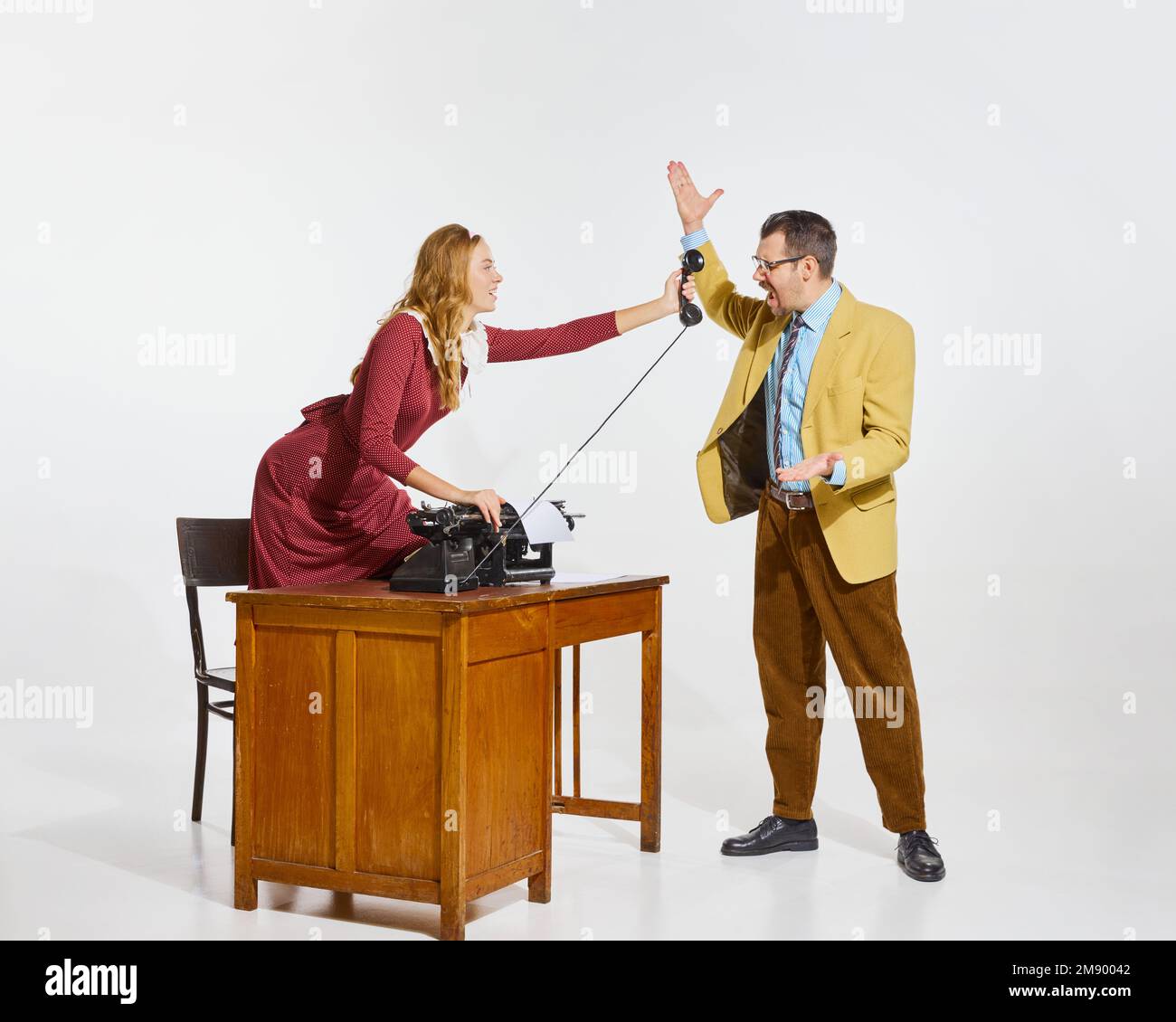 Angry talk. Businessman refusing talking on phone. Shouting with anger