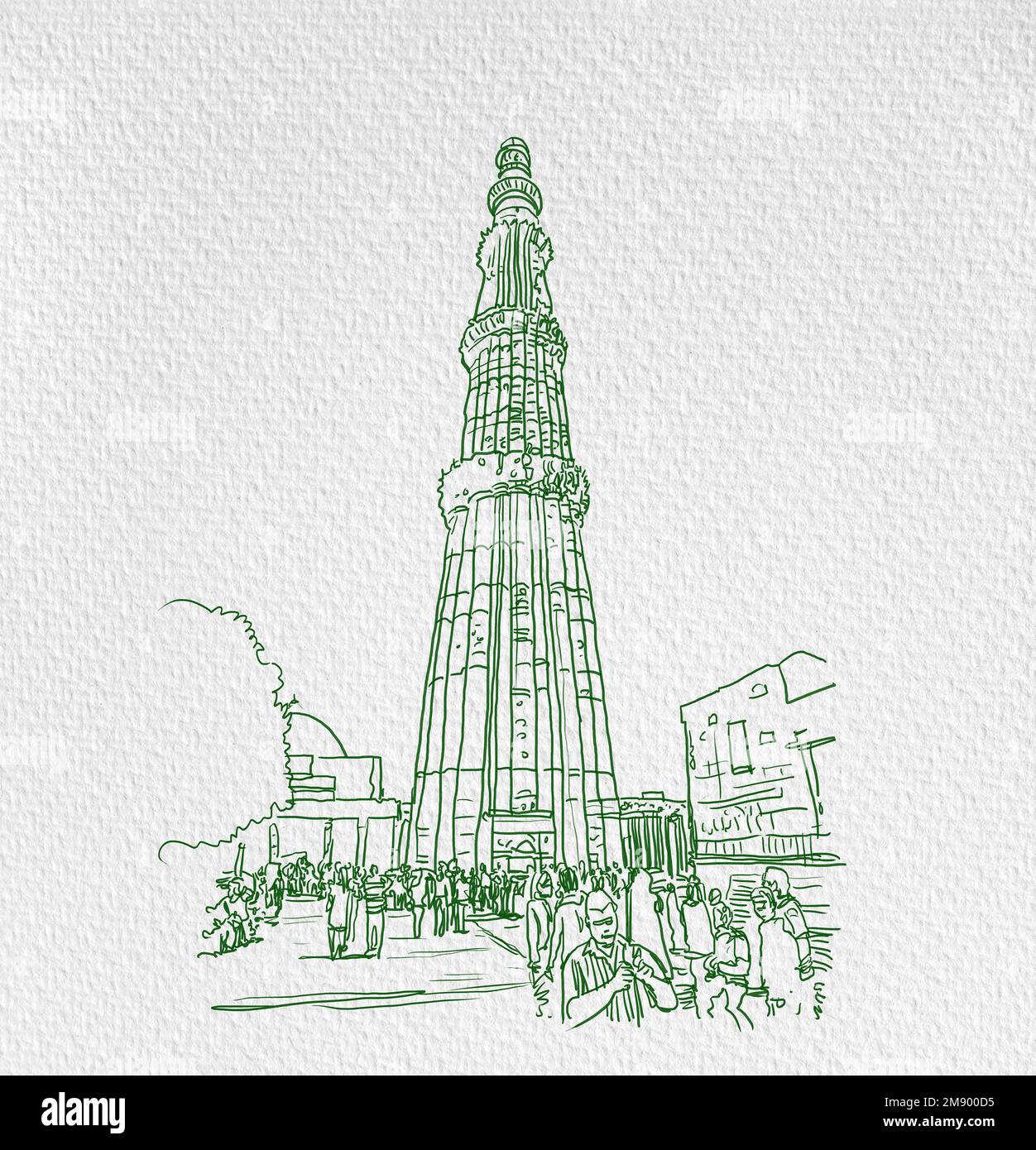 Qutub minar 2(German Ink) Drawing by Syed Akheel | Saatchi Art-saigonsouth.com.vn