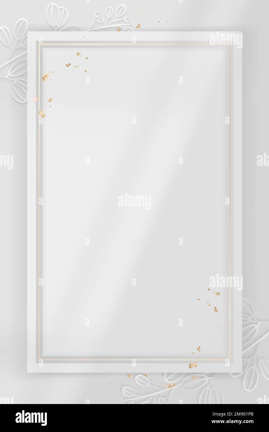 Rectangle frame on silver floral pattern background vector Stock Vector