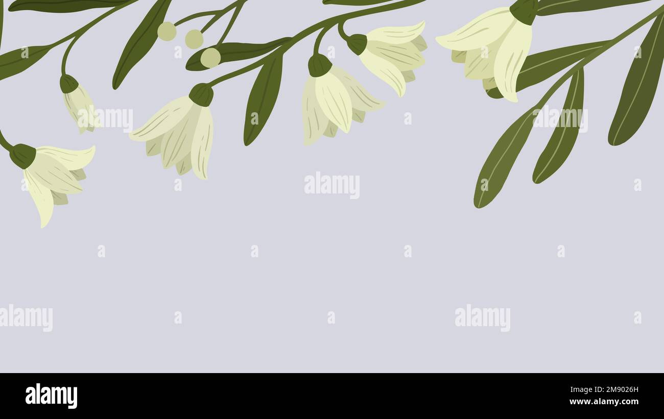 White botanical copy space mobile wallpaper vector Stock Vector