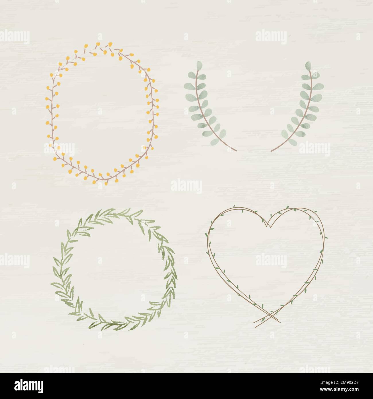 Leafy frame set on beige background vector Stock Vector
