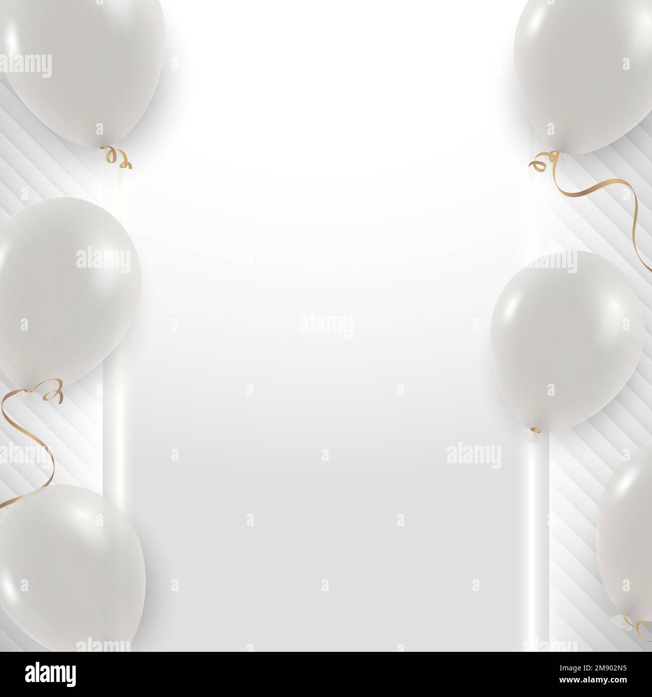 White balloons frame on white and gray background design vector Stock Vector