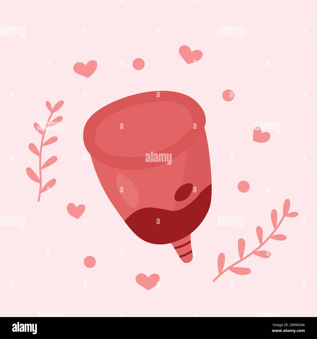 Menstrual cup with blood for period zero waste. Recycling menstrual