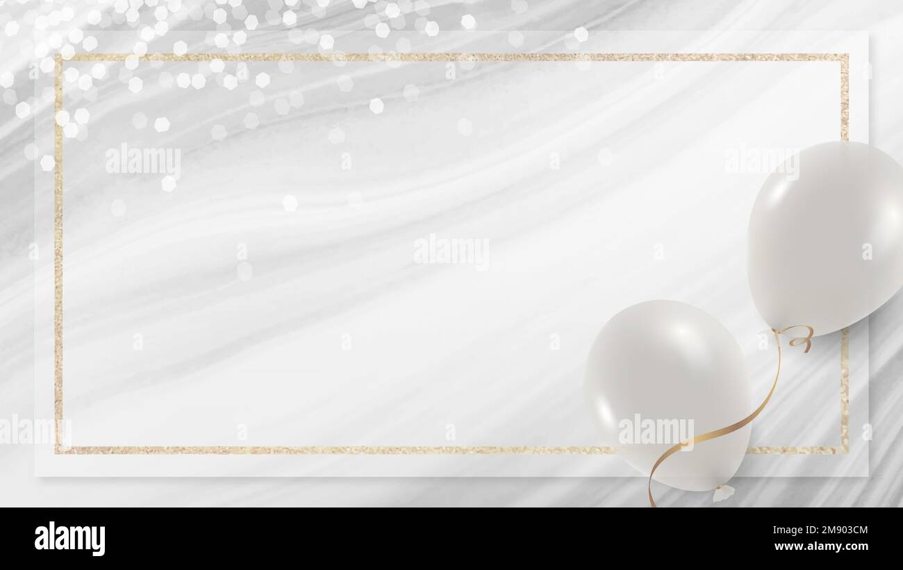 White balloons frame on white and gray background design vector Stock Vector