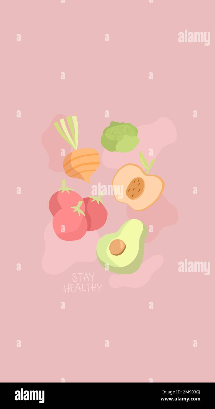 Hand drawn vegetables phone background vector Stock Vector