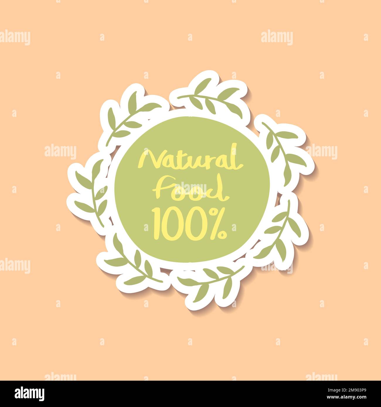 Natural food 100% wreath vector Stock Vector