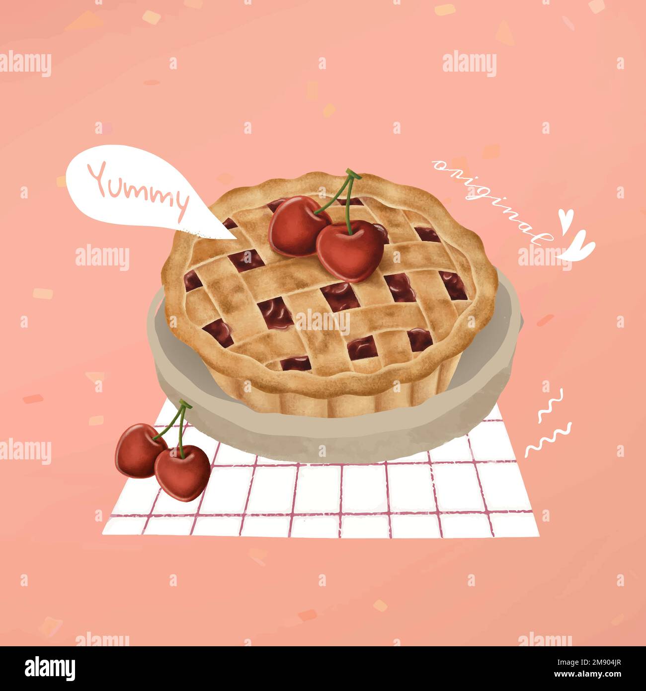 Hand drawn cherry pie vector Stock Vector Image & Art Alamy