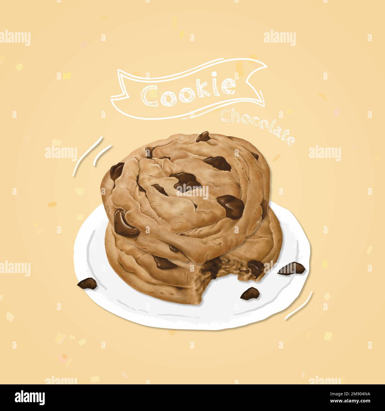 Hand drawn chocolate chip cookies vector Stock Vector Image & Art Alamy