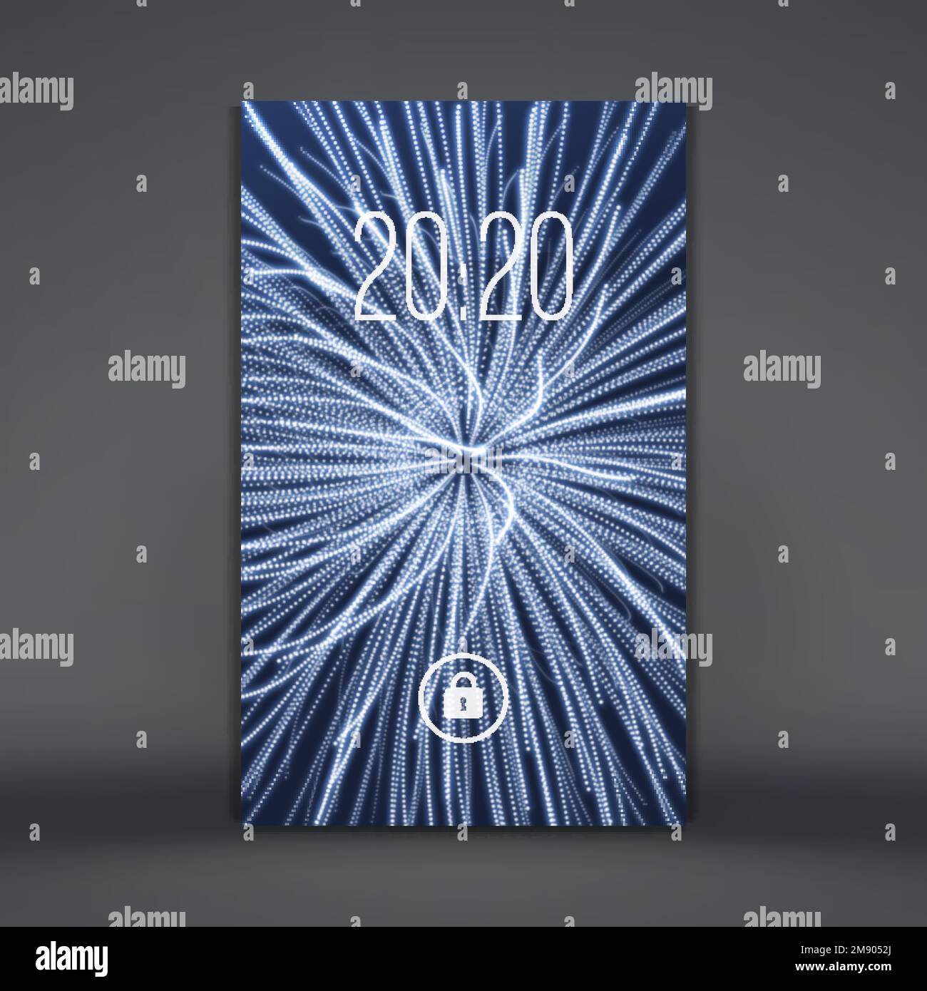Modern lock screen for mobile apps. Smartphone. 3d grid background