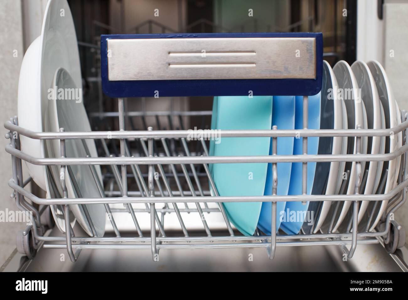 Open dishwasher with a clean dishes in the kitchen Stock Photo Alamy