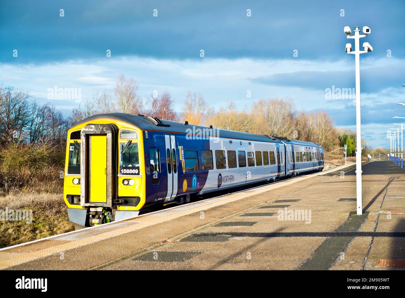 Class 158 Northern Rail Unit at Eaglescliffe Station, Stockton on Tees, Cleveland, England Stock Photo
