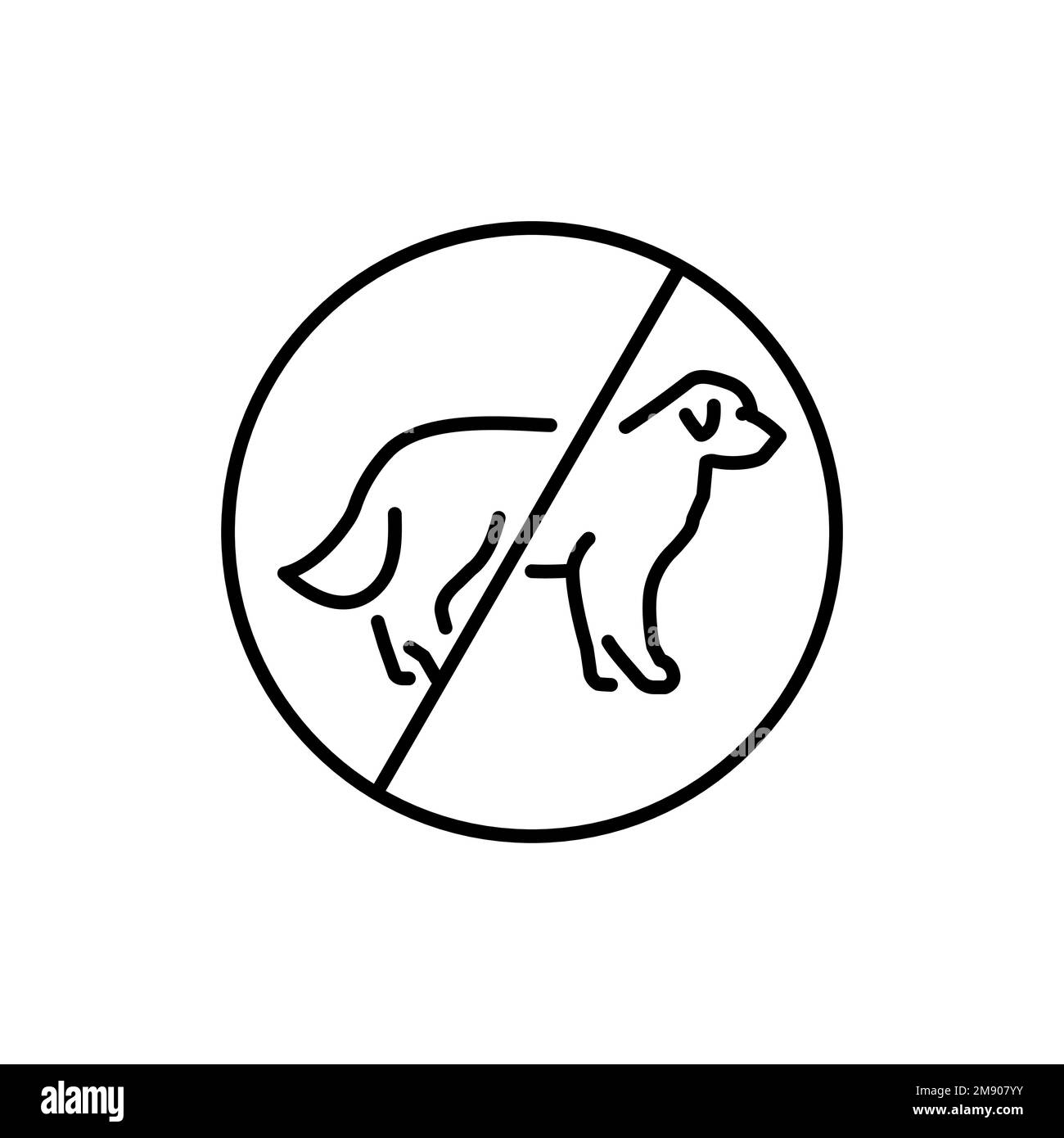 Forbidden with a dog color line icon. Urban sign. Dog training. Stock Vector