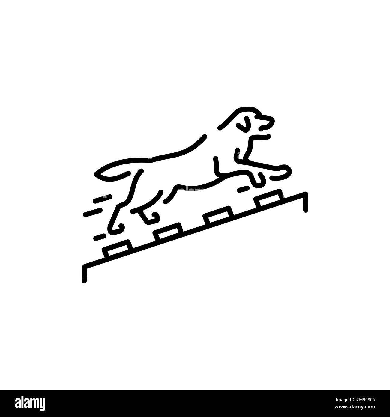 Pet sport agility color line icon. Dog training. Animal education. Stock Vector