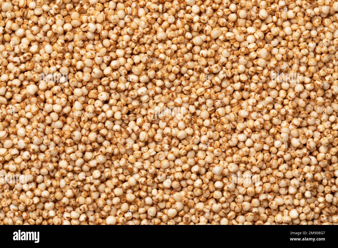 Puffed quinoa close up full frame as background Stock Photo