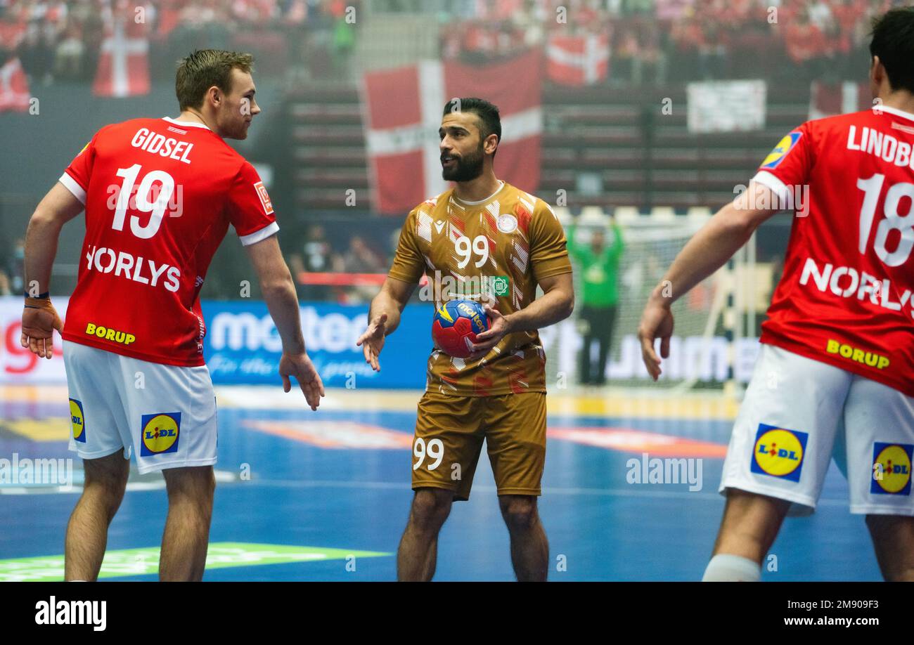 Malmo, Sweden. 15th Jan, 2023. Husain Alsayyad (99) of Bahrain seen