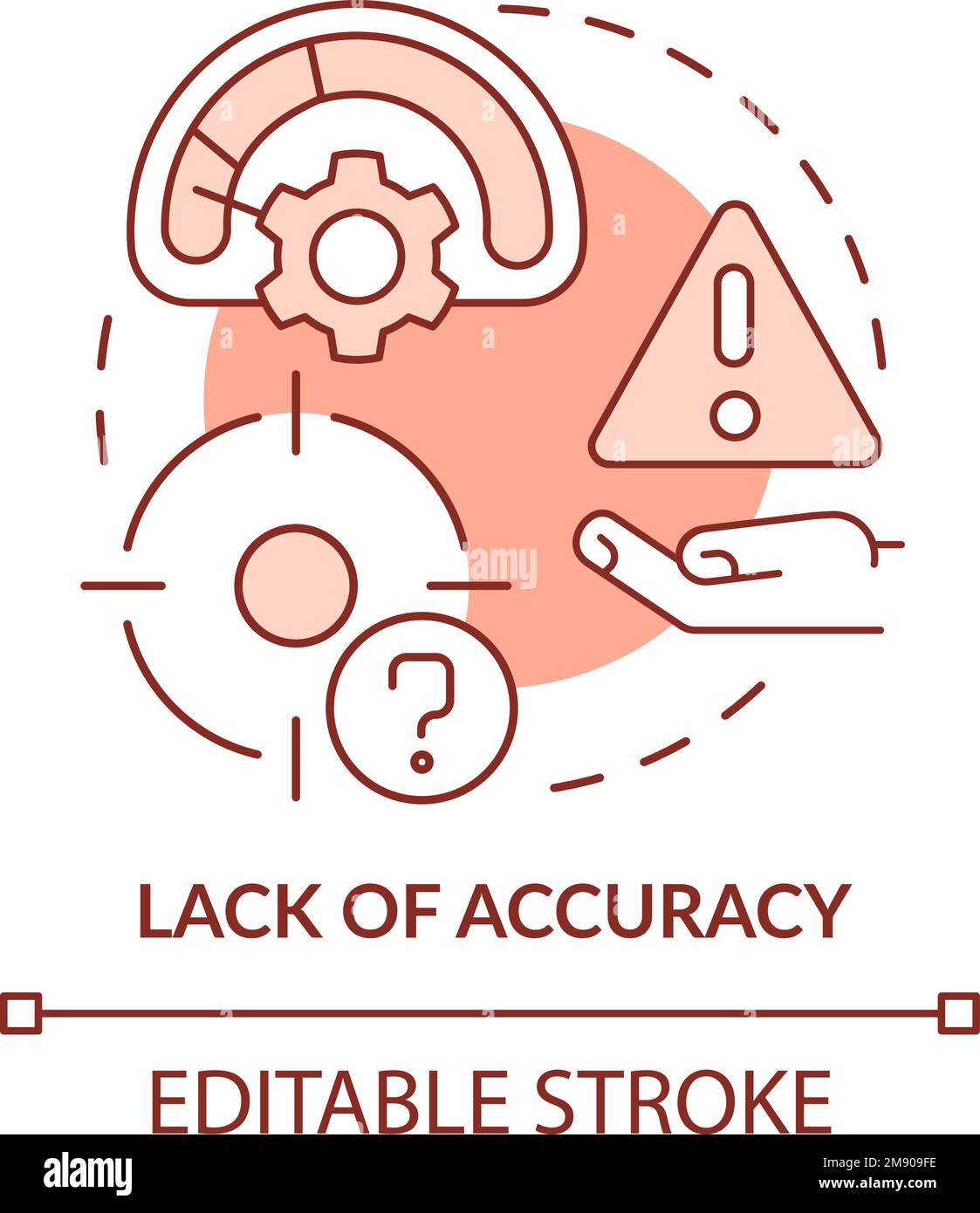 Lack of accuracy red concept icon Stock Vector