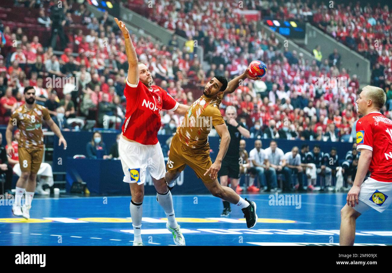 Malmo, Sweden. 15th Jan, 2023. Mohamed Mohamed (95) of Bahrain and