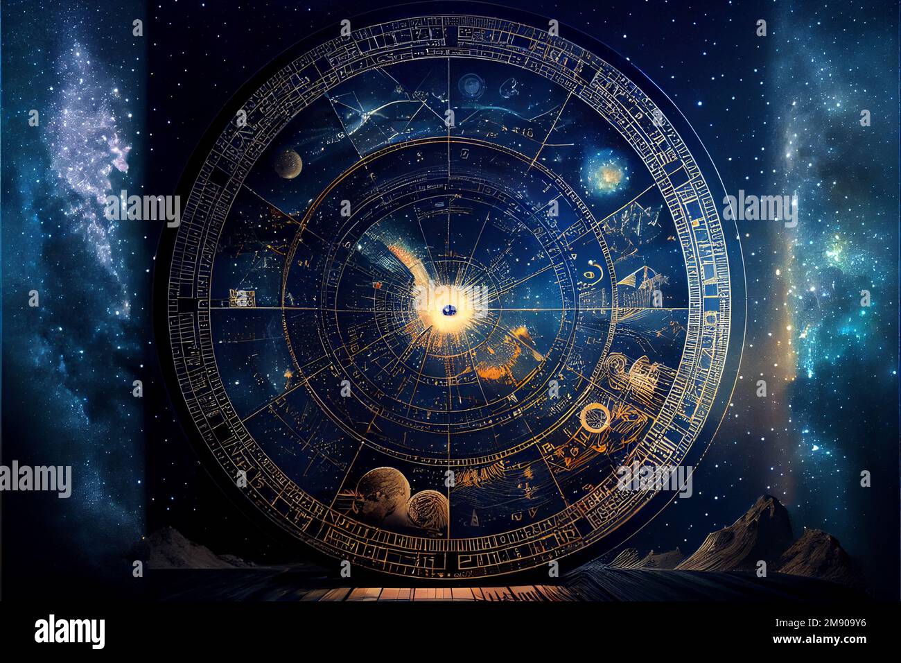 astrological chart with stars background. Abstract astrological map Stock Photo