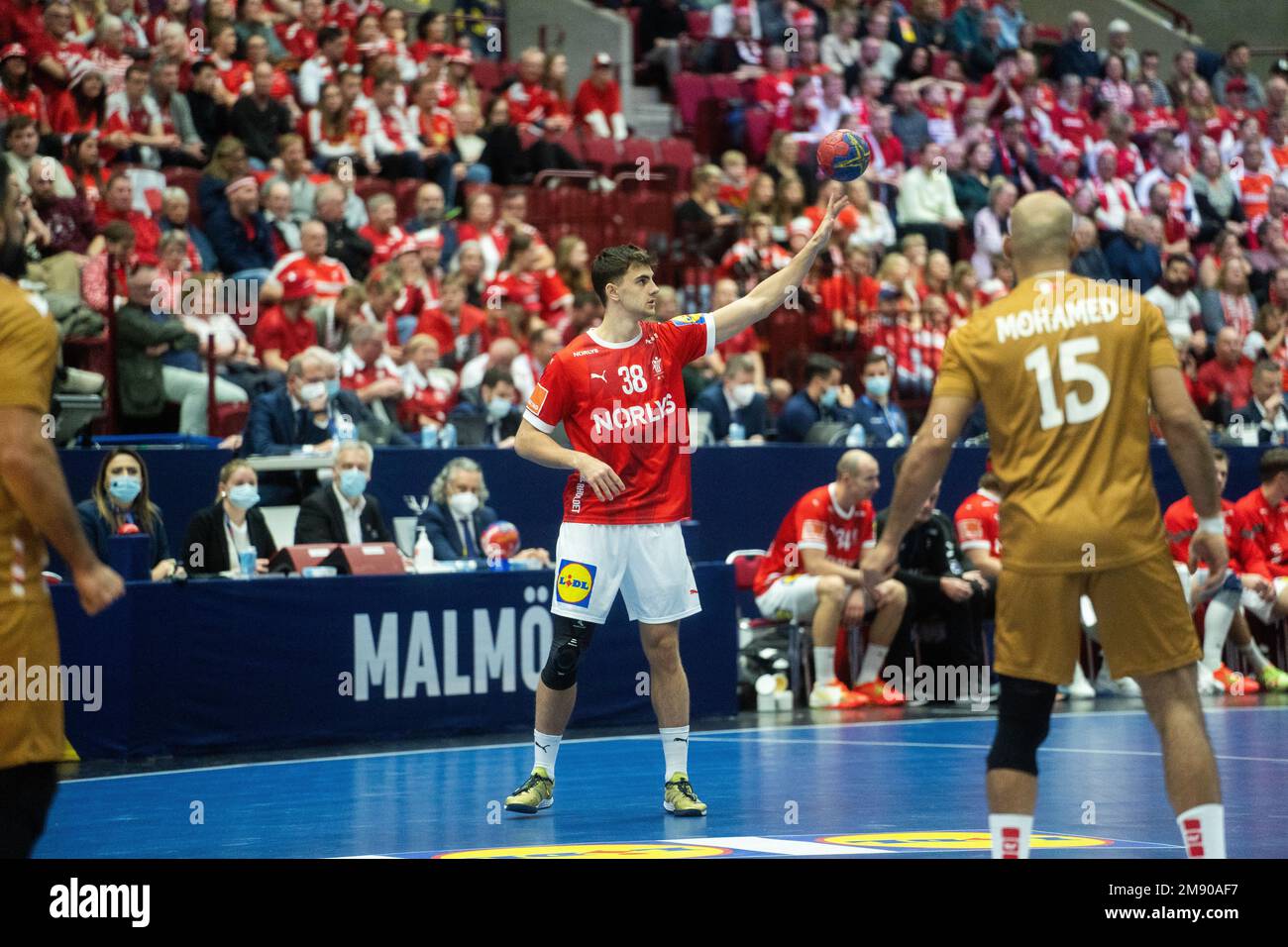 Malmo, Sweden. 15th Jan, 2023. Mads Hoxer Hangaard (38) of Denmark seen
