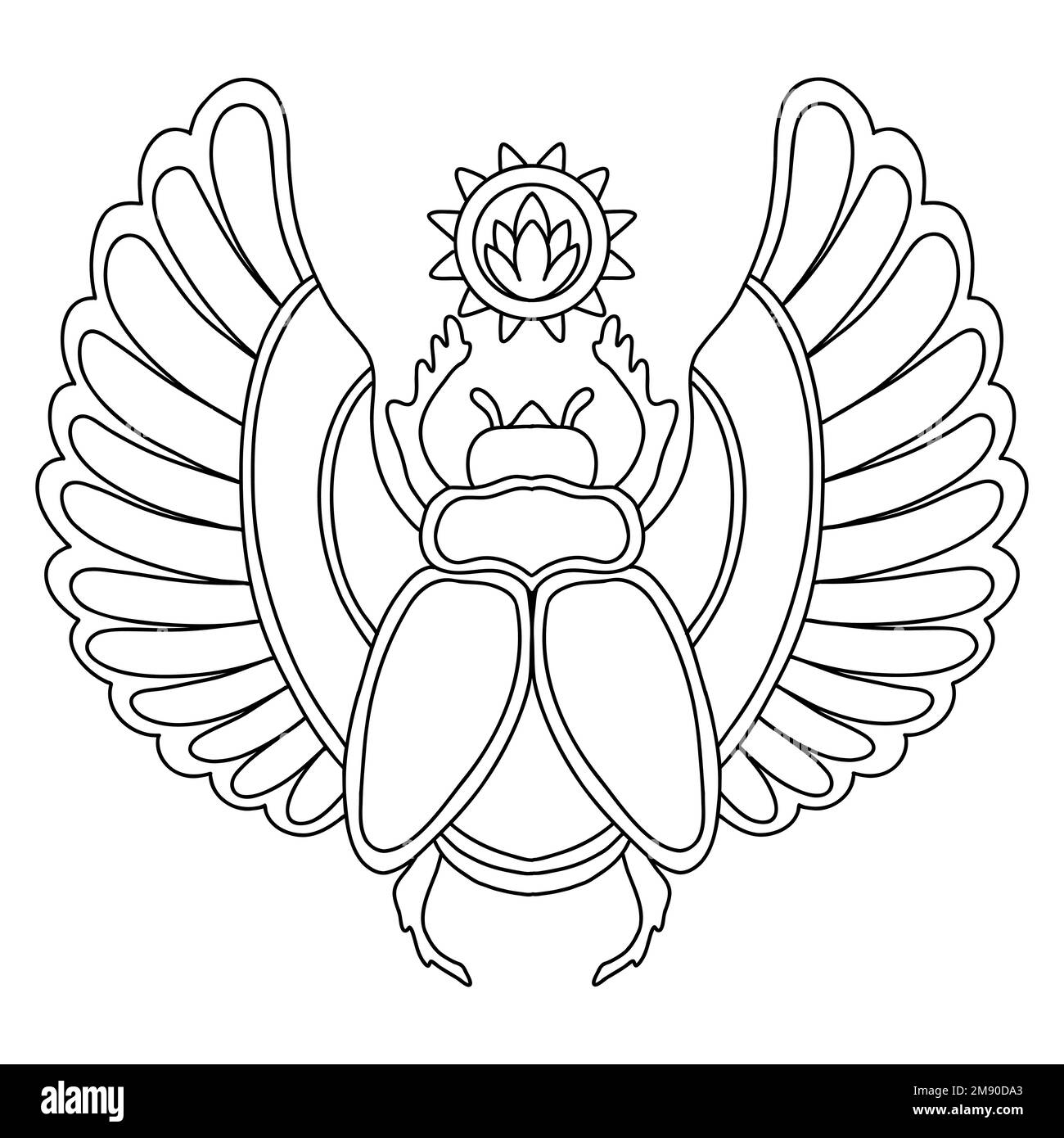 Scarab Beetle tangle design. Hand drawn doodle vector illustration