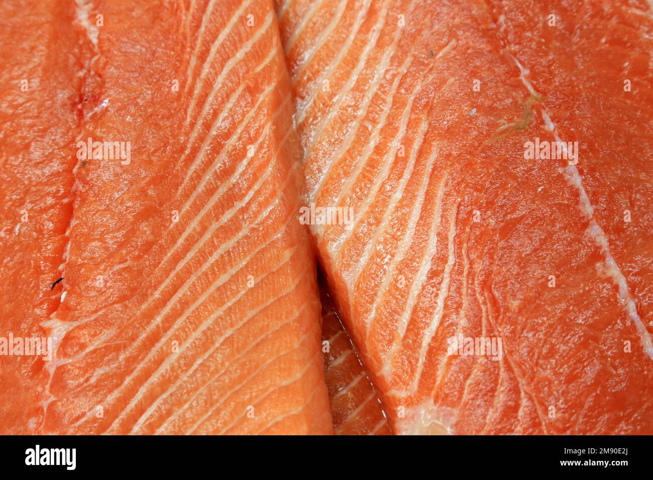 Tranches de saumon. Haute-Savoie. Auvergne-Rhône-Alpes. France. Europe. / Salmon slices. Haute-Savoie. Auvergne-Rhône-Alpes. France. Europe. Stock Photo