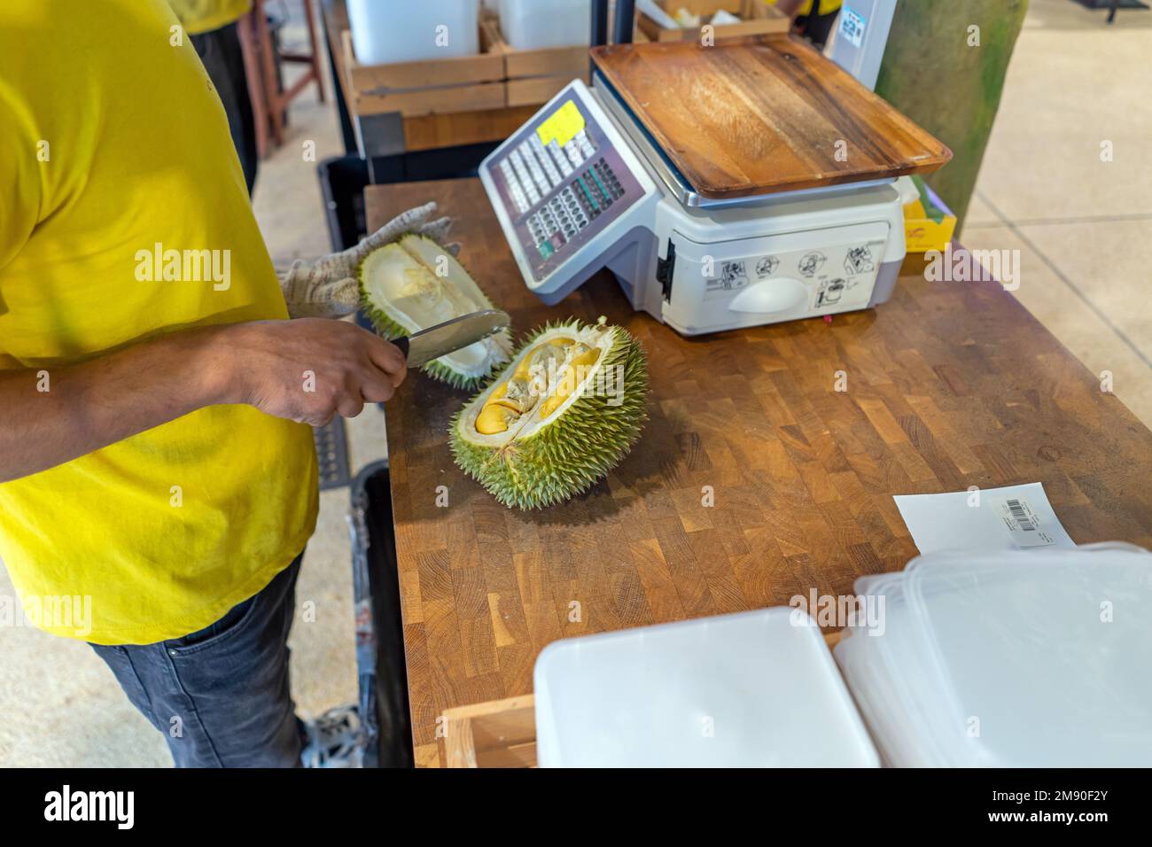 Kuala Lumpur, Malaysia December 13th, 2022 Durian Market, seller