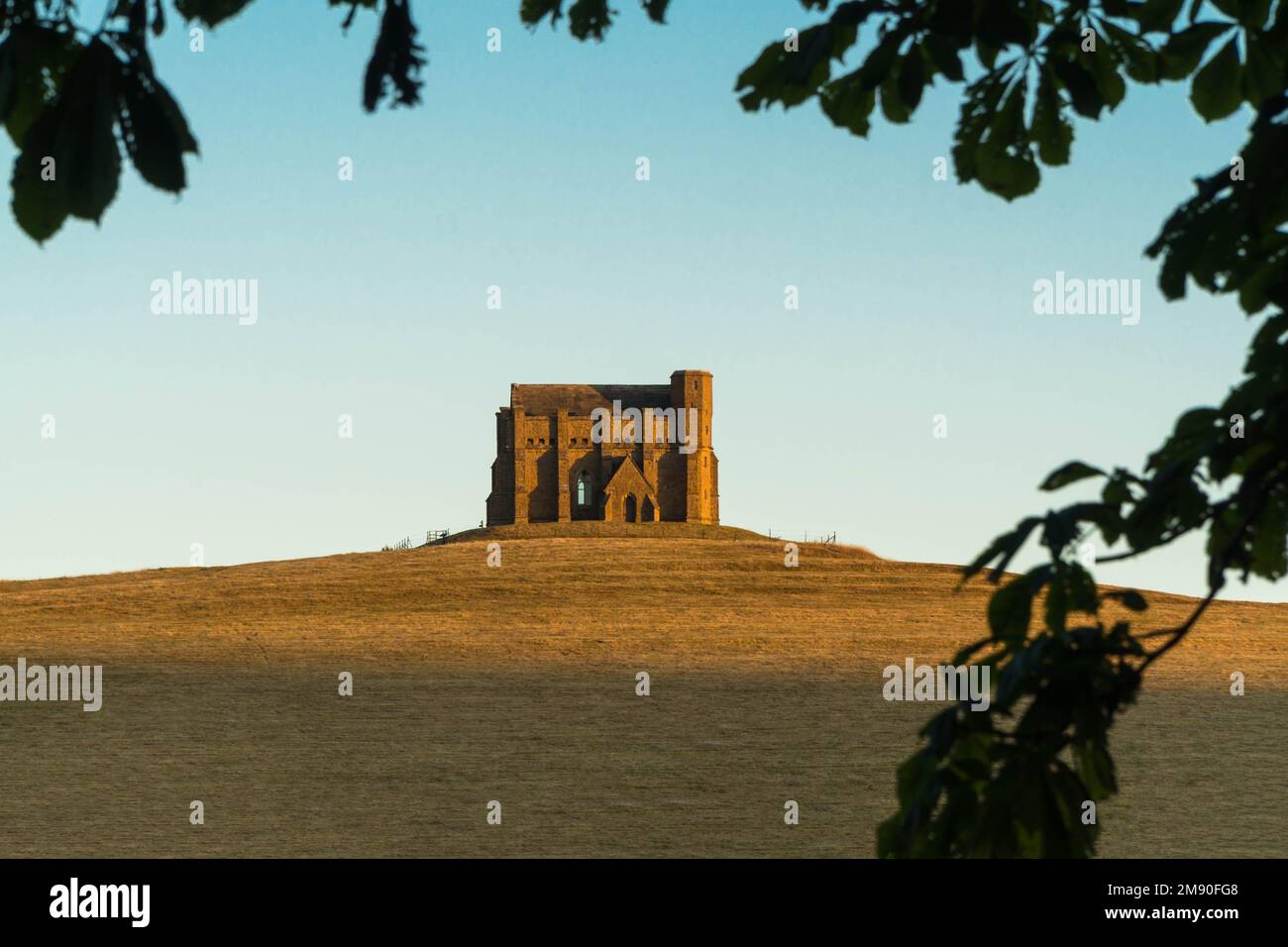 St Catherine's 14th century Chapel perched on a hilltop overlooking Abbotsbury and Chesil Beach, Dorset UK, July 2022 Stock Photo
