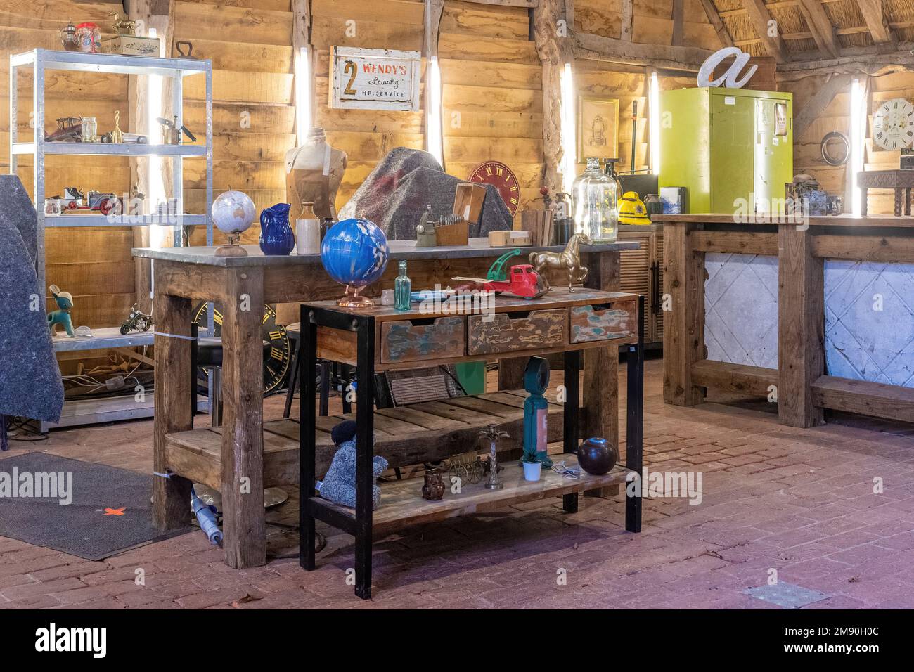 The Repair Shop BBC Series - Interior of the Barn used for filming the television series, West Sussex, England, UK Stock Photo
