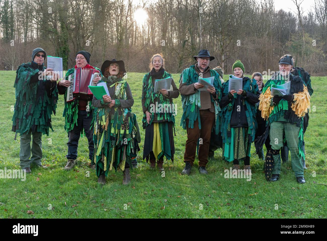 Wassailing event at the Weald and Downland Living Museum, January 2023, West Sussex, England, UK Stock Photo