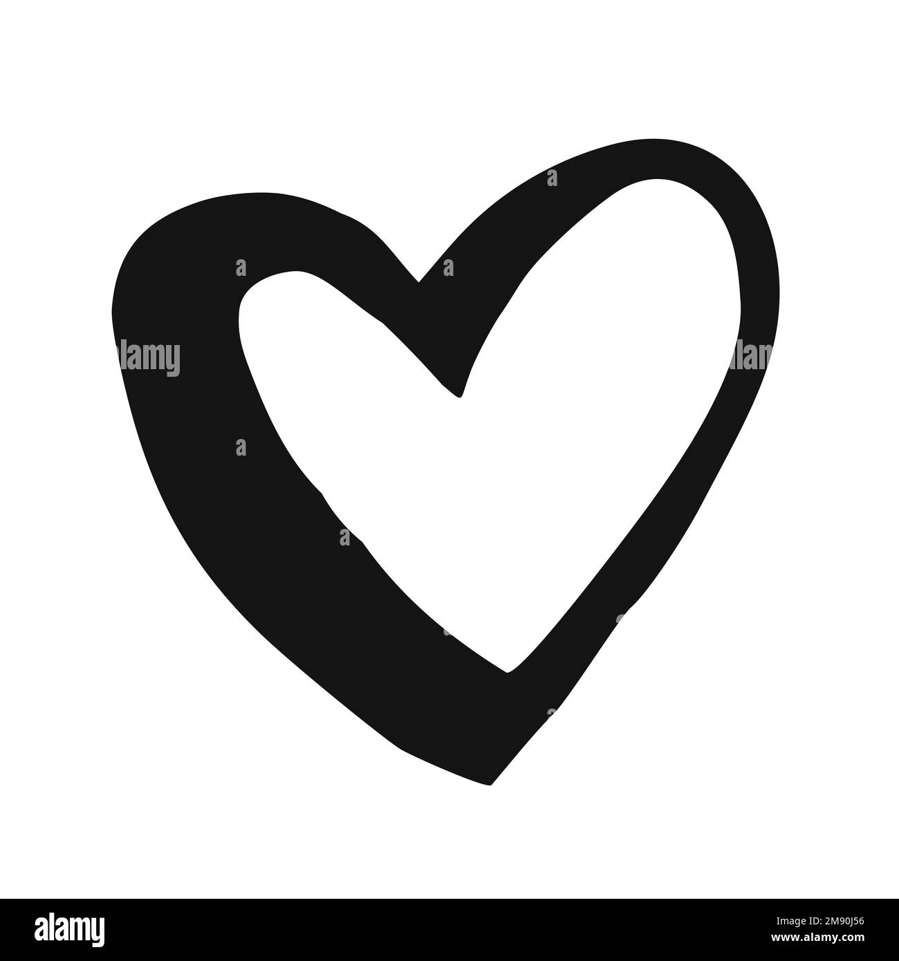 Heart hand drawn with ink brush isolated on white background Stock ...