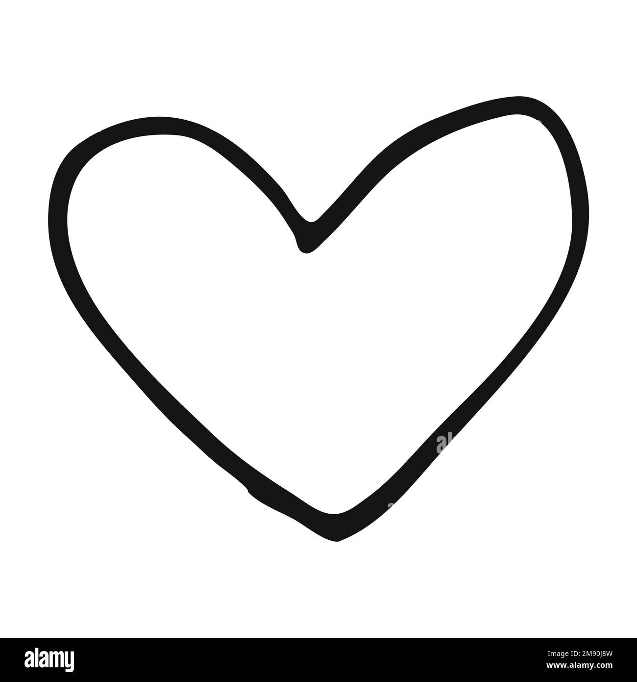 Heart hand drawn with ink brush isolated on white background Stock ...