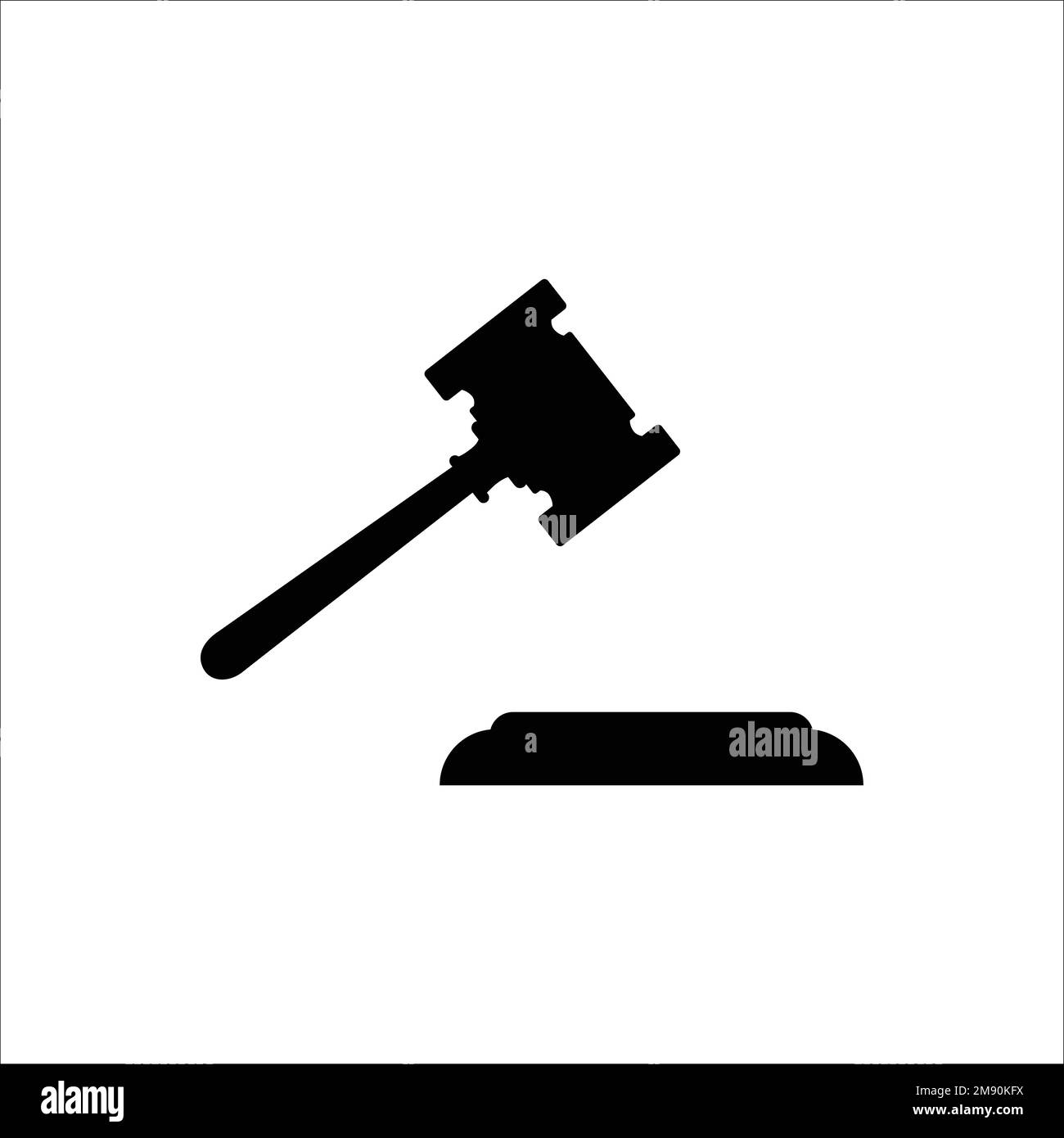 Black hammer hits stand. Auction symbol with sales bids Stock Vector