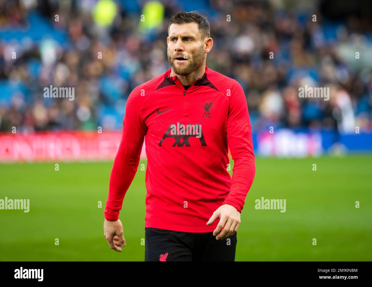 James Milner warms up before the match Brighton v Liverpool Premiership match at The Amex 14th January 2023 Stock Photo