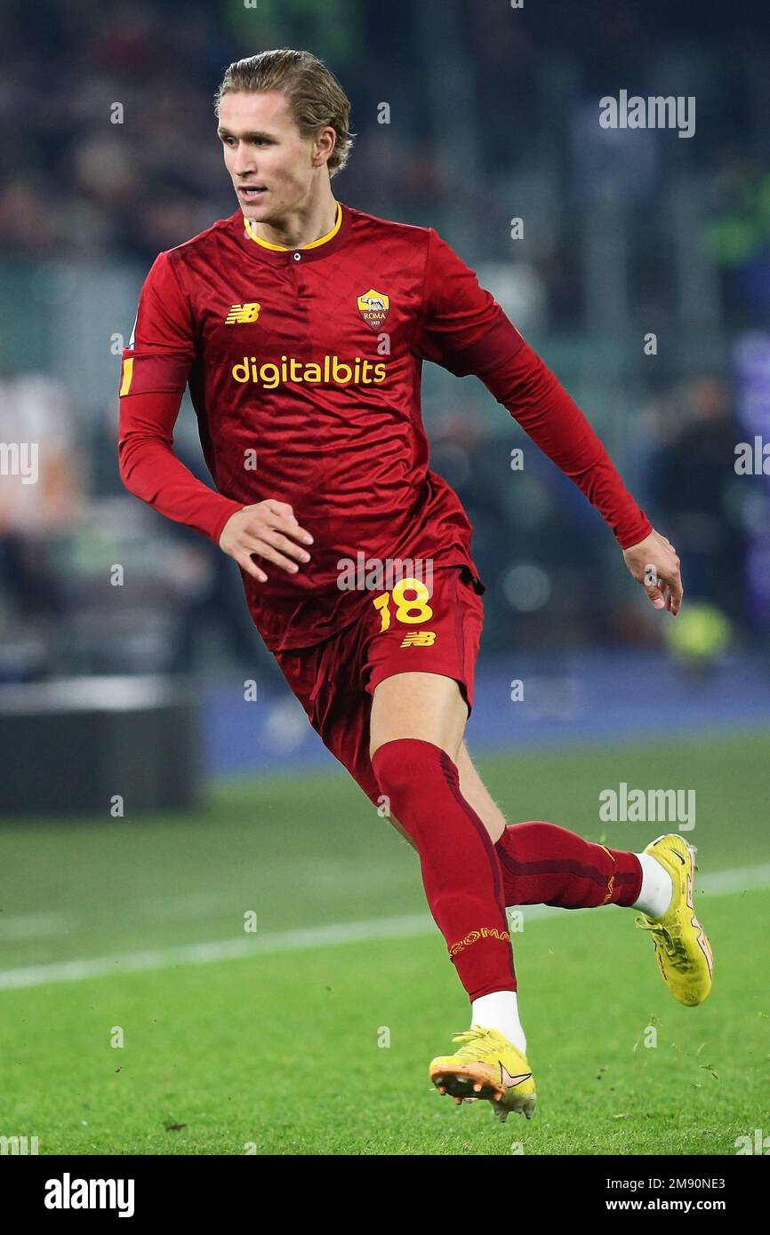 January 15, 2023, Rome, Italy: Ola Solbakken of Roma in action during the  Italian championship Serie A football match between AS Roma and ACF  Fiorentina on January 15, 2023 at Stadio Olimpico