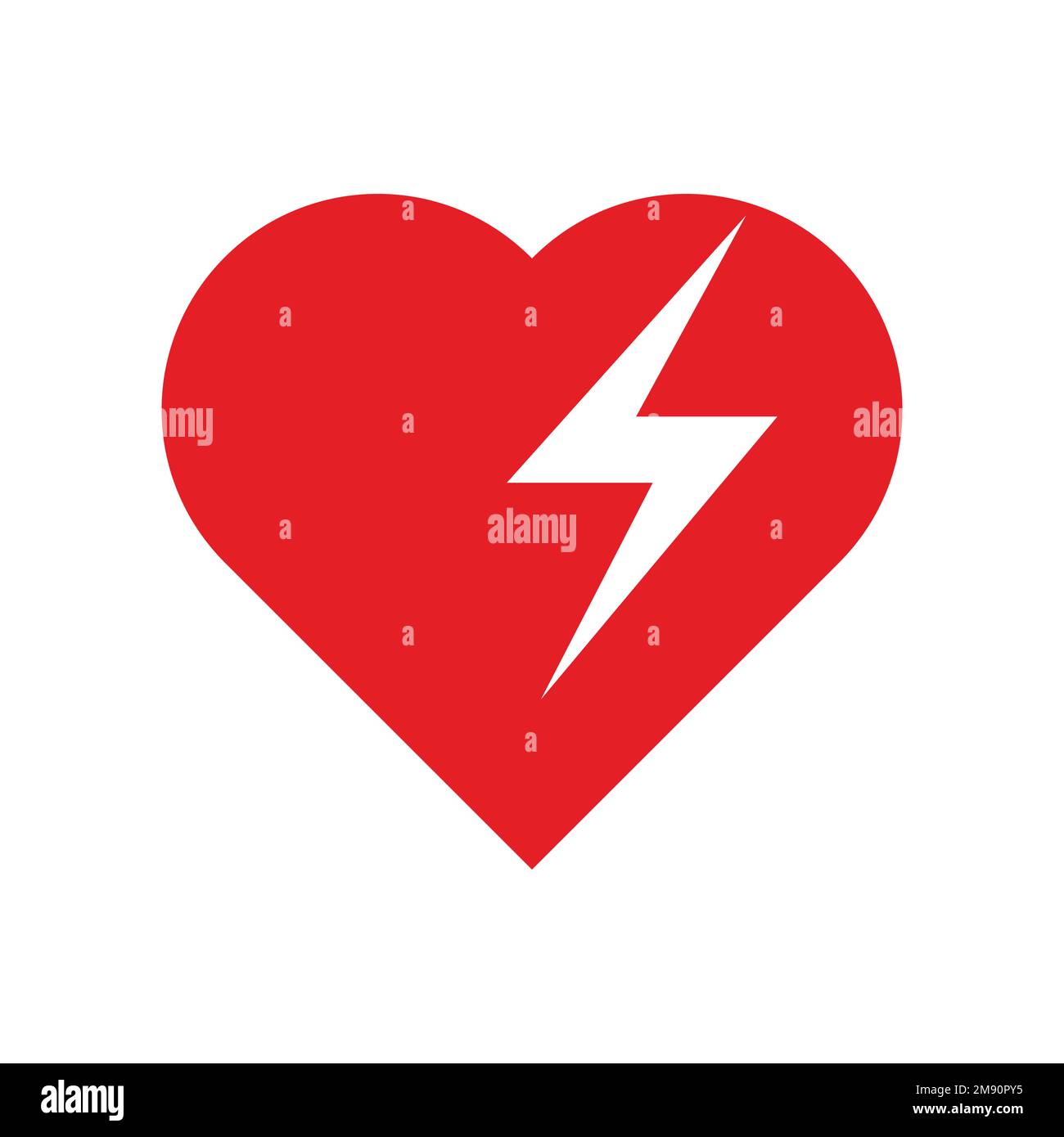 Red heart with lightning. Problems with cardiology and feeling broken Stock Vector