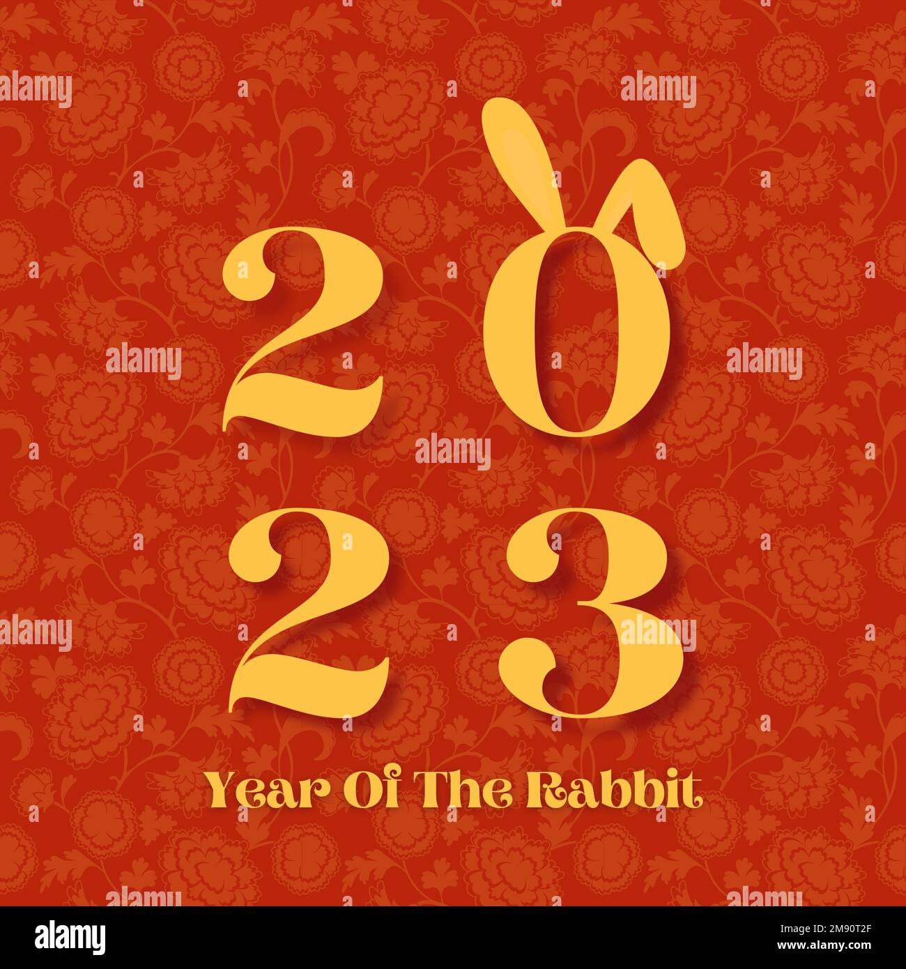 2023 Year of The Rabbit for celebrate Chinese New Year. For poster, wallpaper and social media post, etc. Stock Photo