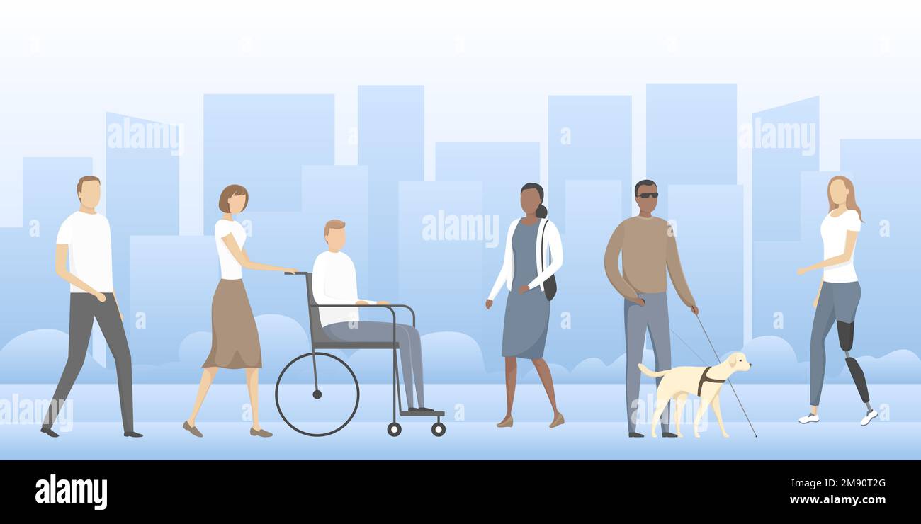 People with disabilities. Vector illustration. Stock Vector
