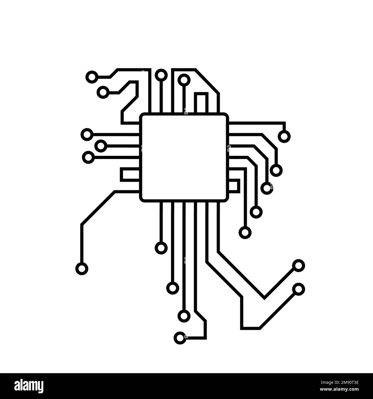 Electronic circuit with chip. Engineering and digital communication