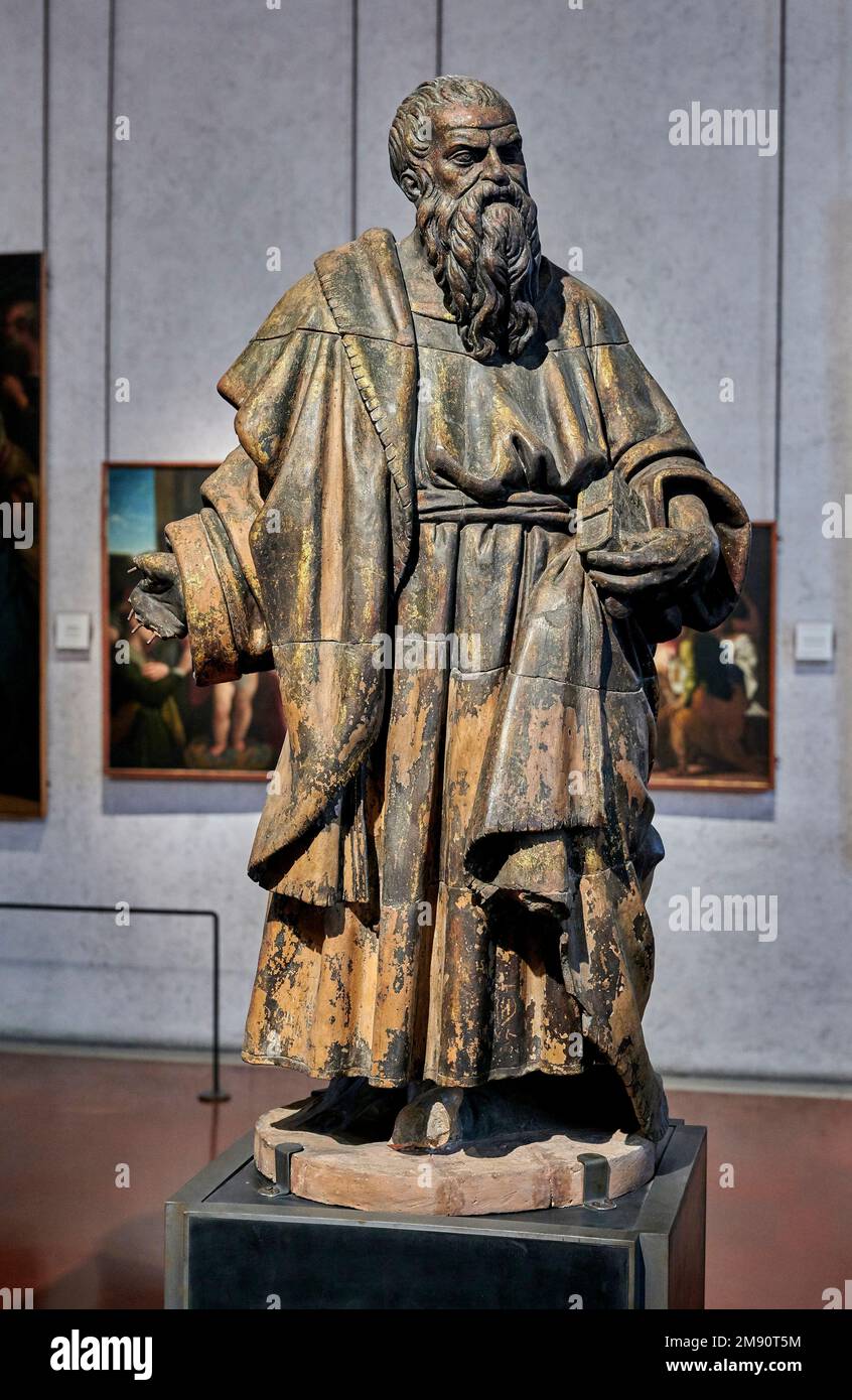 San Bartolomeo terracotta dipinta e dorata Paolo Farinati XVI