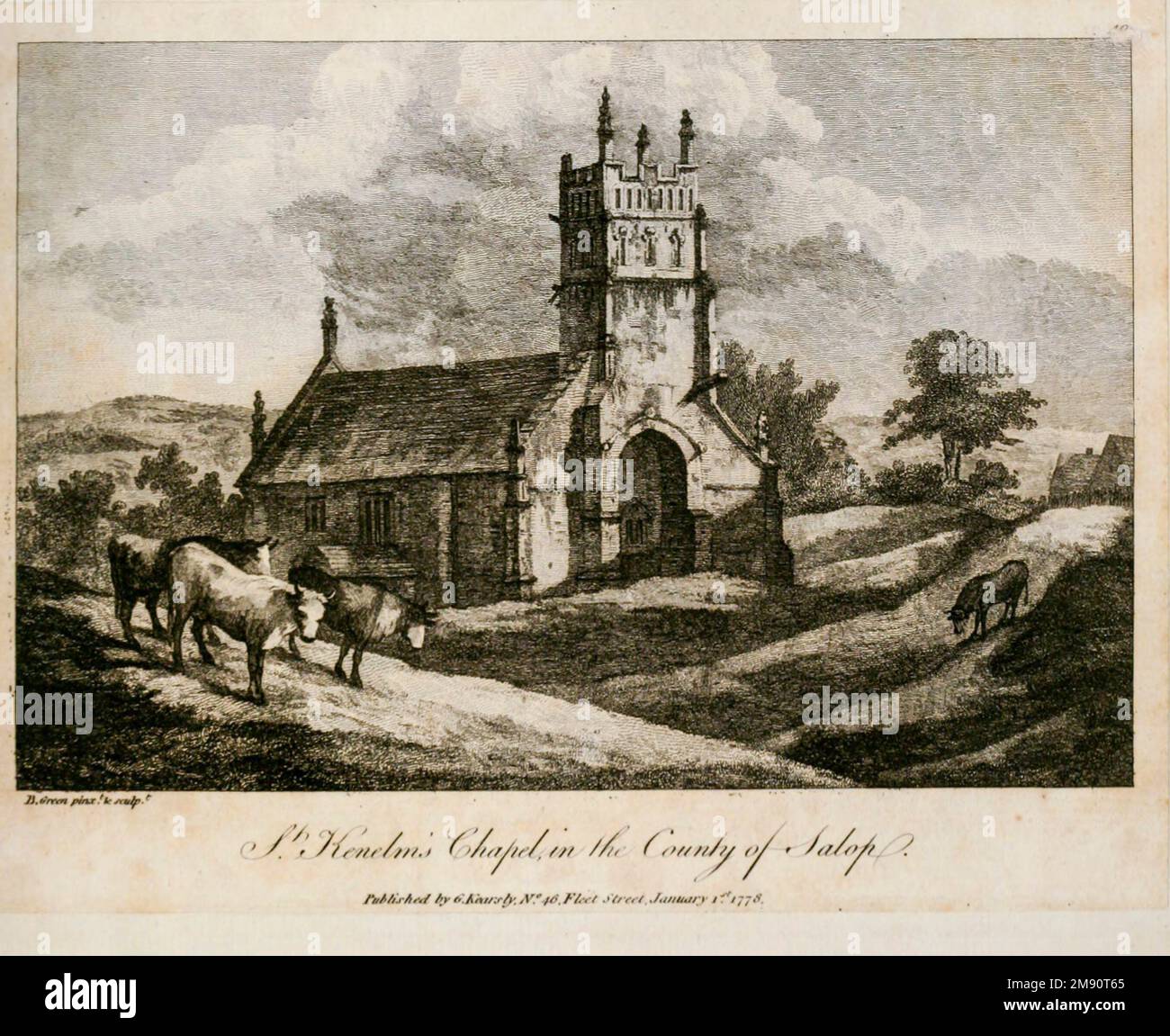 St. Kenelm's Chapel in the County of Salop (Shropshire) from the book ' Supplement to the antiquities of England and Wales ' by Francis Grose, Publication date 1777 Stock Photo
