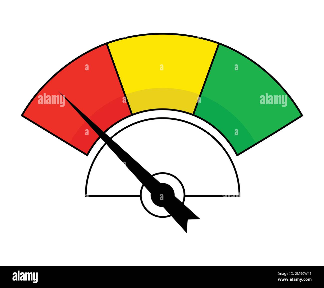 Measuring round indicator. Scale gauge with dial showing Stock Vector