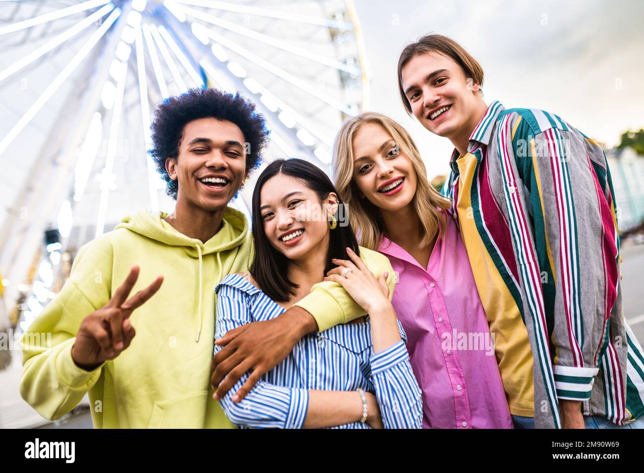 Multiracial young people together meeting and social gathering - Group ...