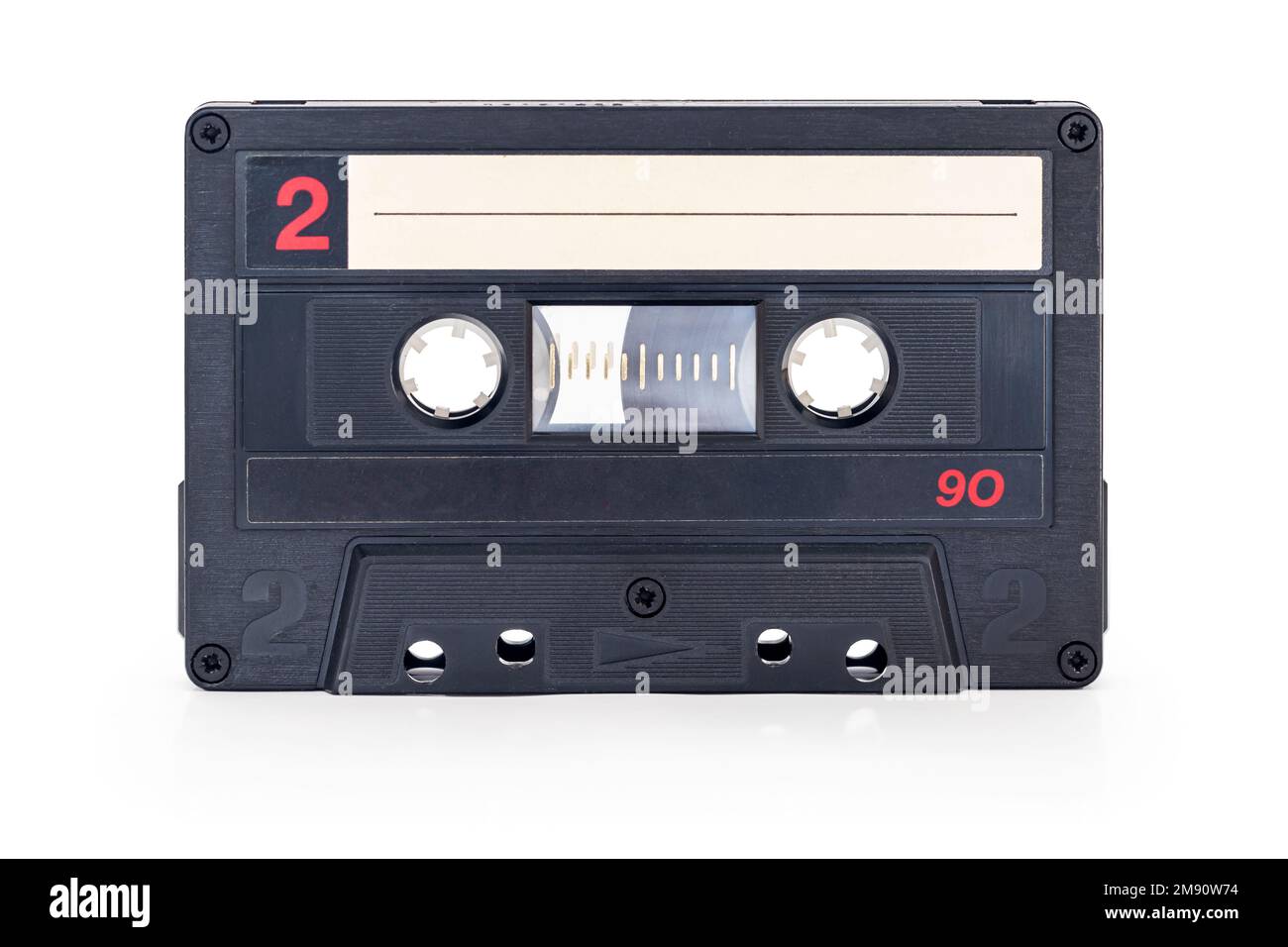 Audio cassette tape - old vintage compact audio cassette isolated on white background, with clipping path Stock Photo