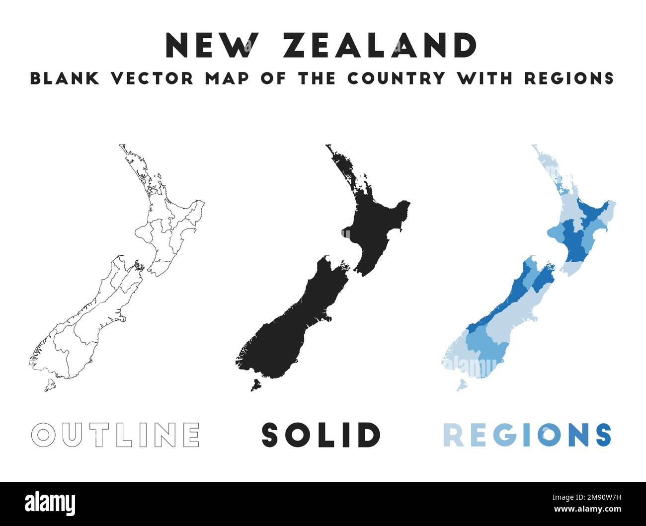 New Zealand map. Borders of New Zealand for your infographic. Vector country shape. Vector illustration. Stock Vector