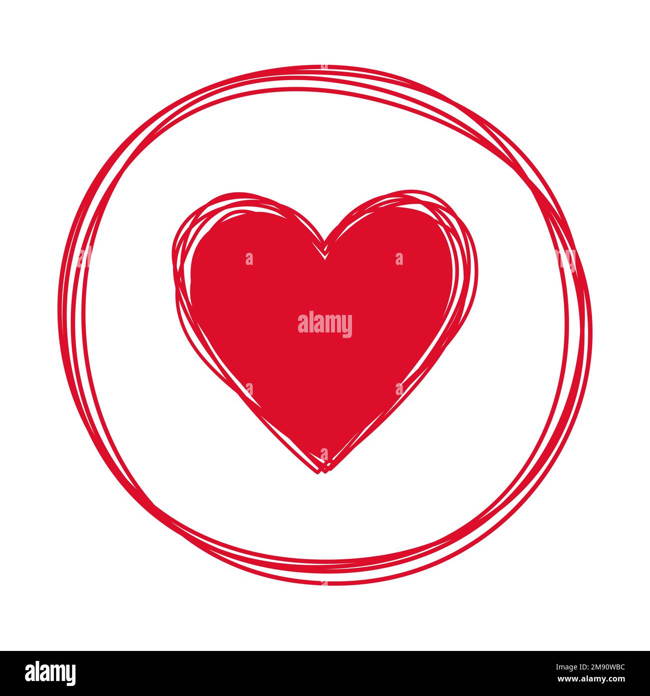 Heart in circle shaped tangled grungy scribble Stock Vector