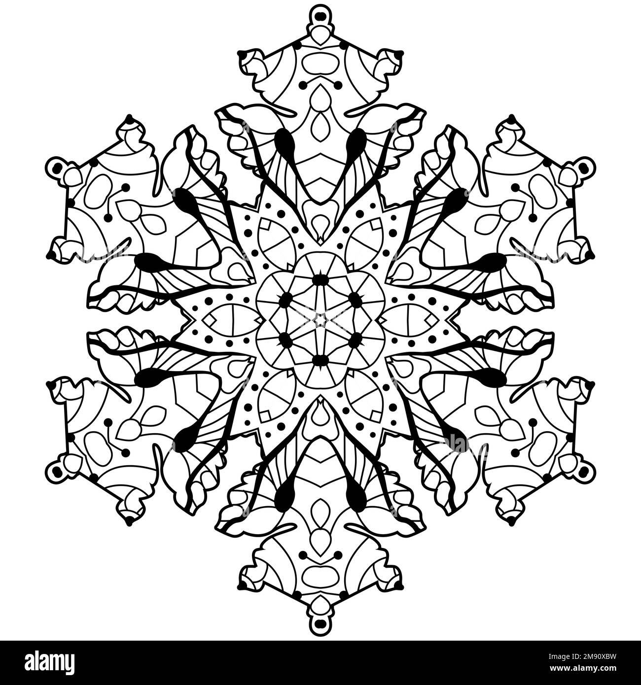 Snowflake winter icon silhouette on white background for coloring Stock ...